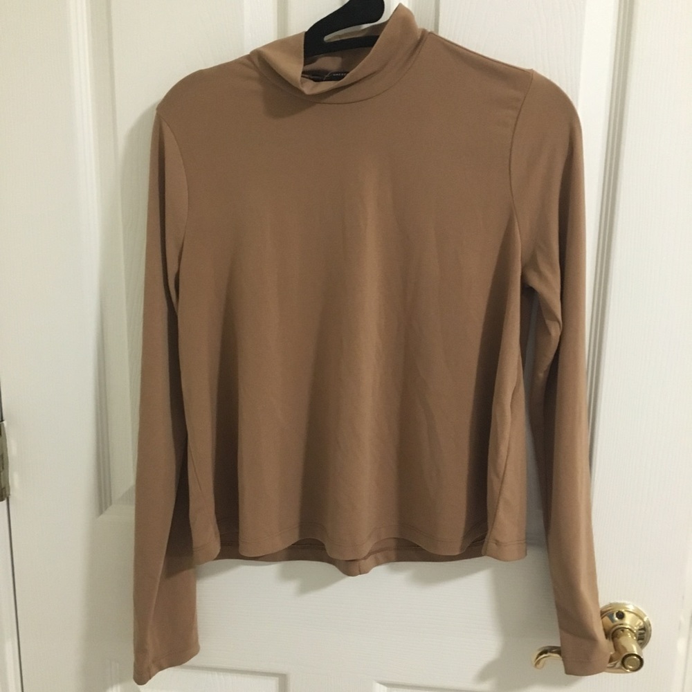 Tan cropped turtle neck